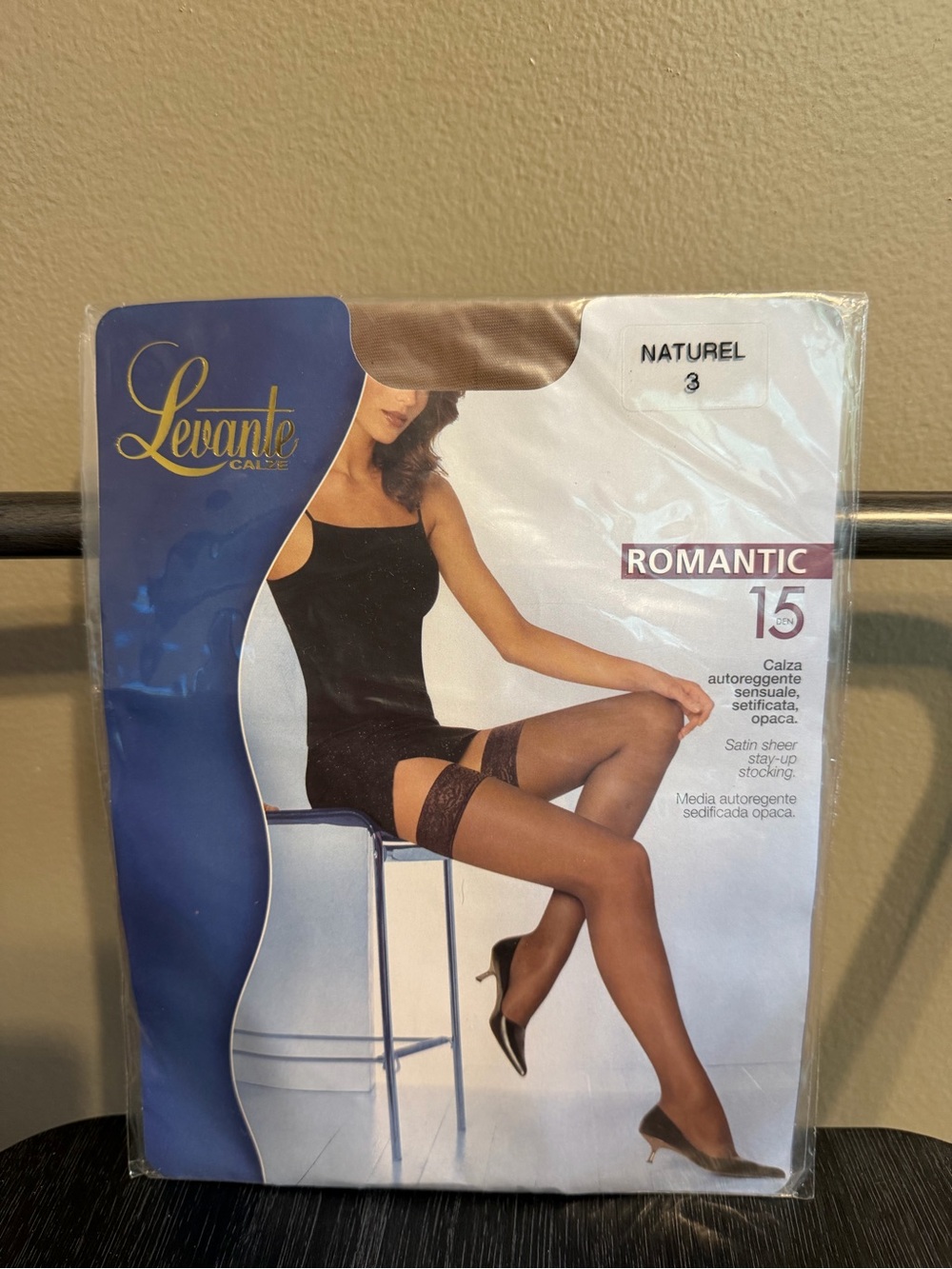 Levante Romantic 15 Stay Up Stockings Naturel Size 3 NIP